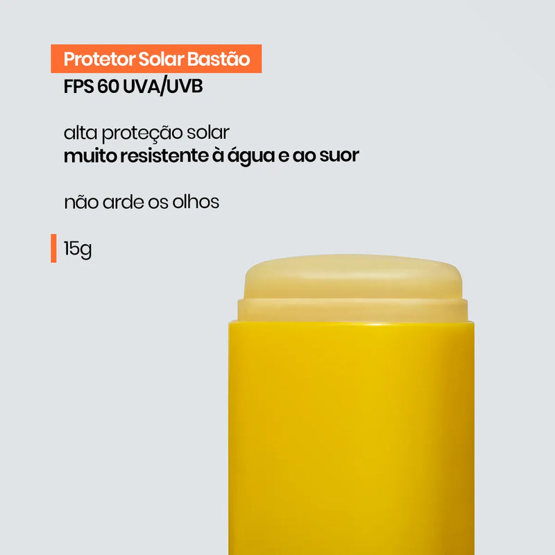 Protetor Solar Bastão FPS 60 – Alta Resistência e Proteção Diária (15g)